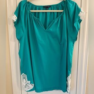 Tommy Hilfiger tunic blouse size XL extra large cotton green turquoise